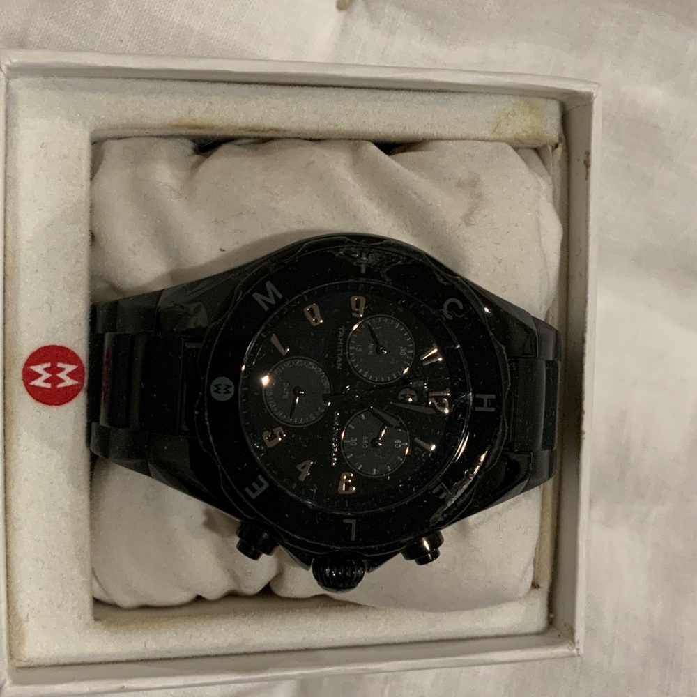 Michele Black and Silver Watch